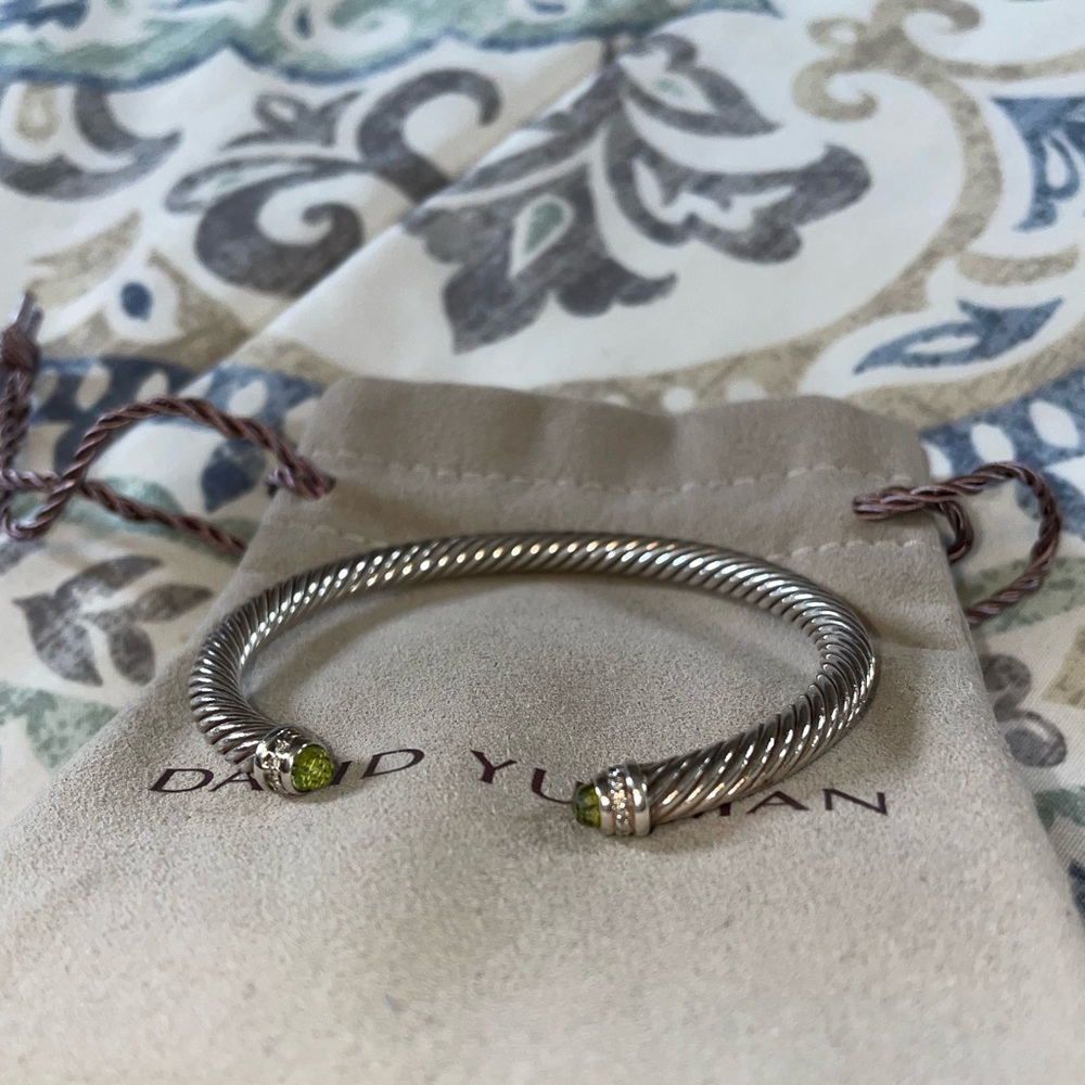 David Yurman Classic Cable Cuff with lemon citrine gemstones and diamonds